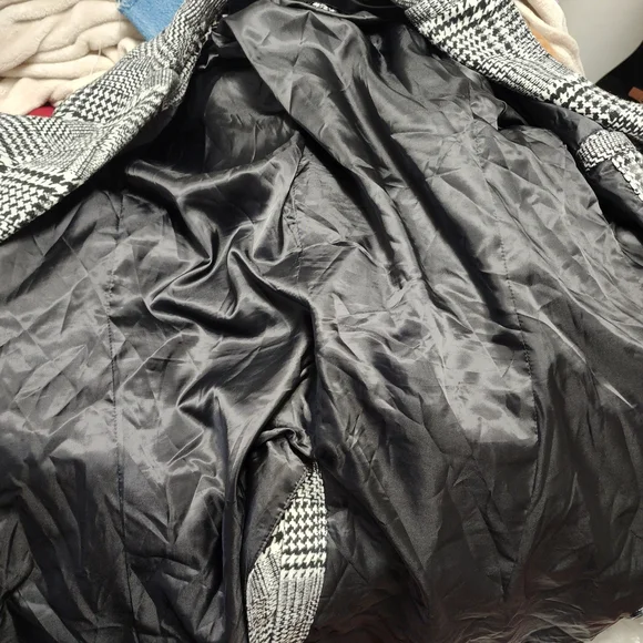 Uaneo Plaid Mid Length Single Breasted Coat Unisex Peacoat - Picture 6 of 6